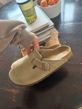 Birkenstock Taupe Suede Slip-On Clog